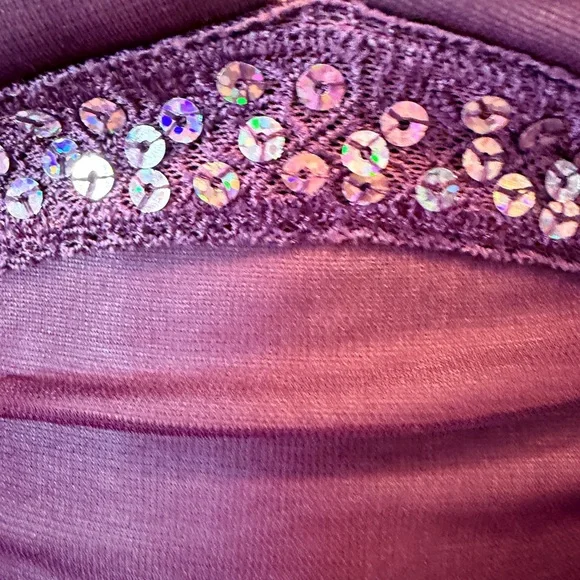 Plum Halter Cocktail Dress Ruffle Hem Beaded Waist Y2K Party Medium - Picture 7 of 16